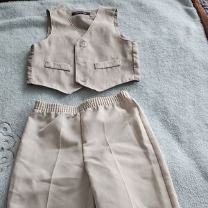 Source Unknown Kids Matching Vest and Pants Set - Cream